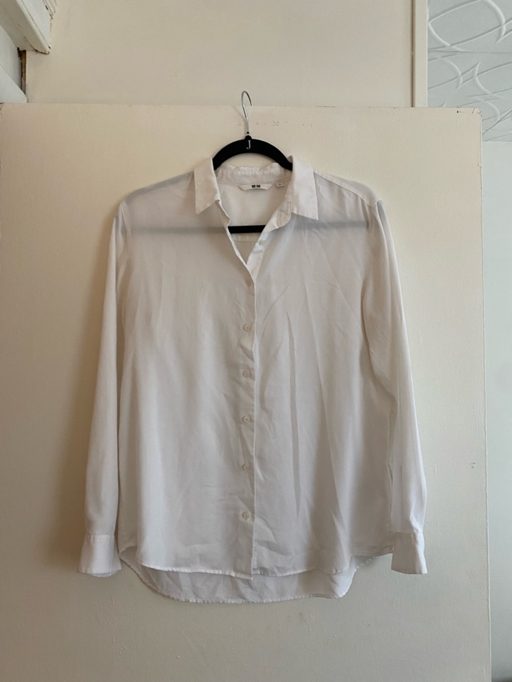 Uniqlo White Rayon Blouse